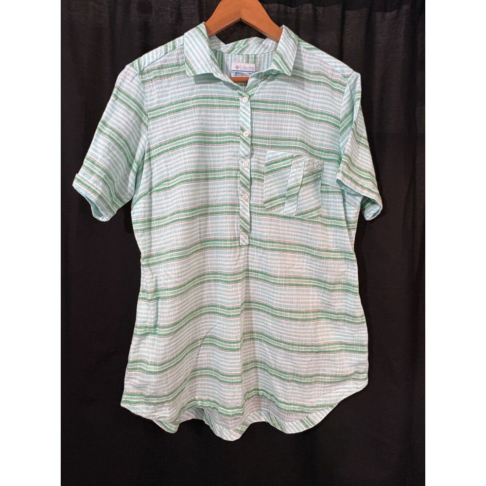 Columbia PFG Women's Striped Fishing Shirt XL Short Sleeve Pockets